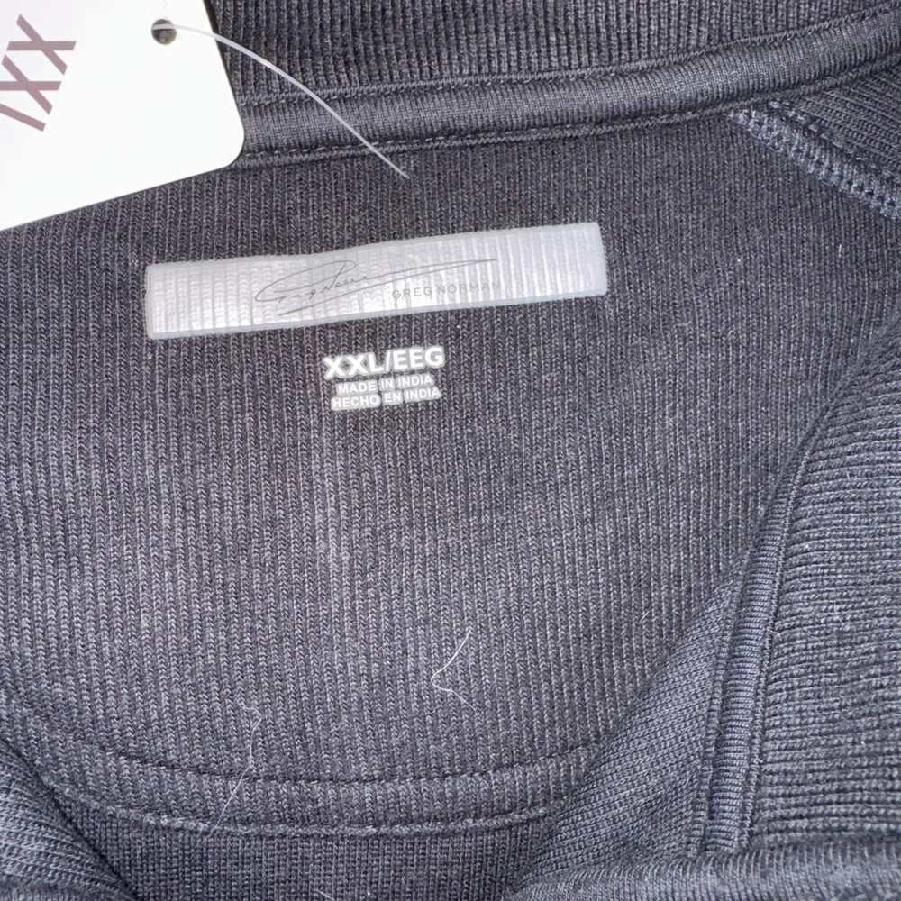 Greg Norman Mens XXL Quarter Zip Pullover Ribbed Knit Shark Logo Sweater‎